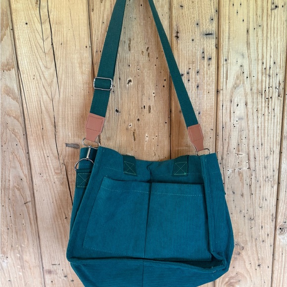 Cream/ Light Tan Corduroy Tote Bag with buttons (Bonus bag free) - Picture 11 of 12